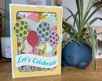 Shaker Geburtstagskarte | Alles Gute zum Geburtstag Karte | Grußkarte | Luftballons | Pailletten & Perlen