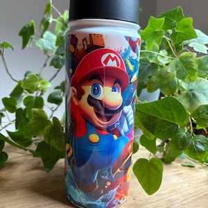 Super Mario Wasserflasche | Mario Bros | Personalisierte 18 Unzen Edelstahlbecher | Fügen Sie Ihren Namen hinzu