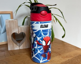 Spidey und seine Freunde | Spinnenmann | Staunen | Disney | Personalisierte 12 Unzen Edelstahlbecher | Name hinzufügen | Trinkflasche für Kinder