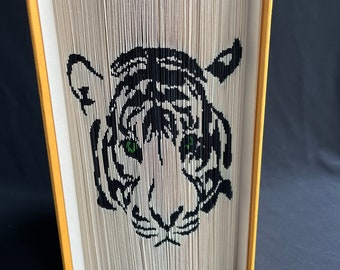 Folded Book Art- Tiger-Unique Gift-Custom Hand Made Art-Birthday-Wild Animal Lover-Africa-Safari