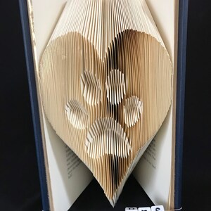 Folded Book Art-Paw Inside Heart-Unique Gift-Hand Made Gift-Gift for Dog/Cat Lover-Dog Walker Gift Veterinarian Gift-Dog sitter Gift image 3