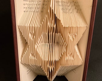 Folded Book Art-Star of David-Bar Mitzvah-Bat Mitzvah-Rosh Hashanah- Jewish Art-Decoration-Passover-Hebrew