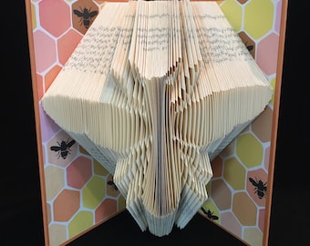 Folded Book Art-Honey Bee-Unique Gift-Beekeepers Gift- Honey  Makers Gift- Beehives- Honeybees-Honey Wine-Honey Comb-Queen Bee