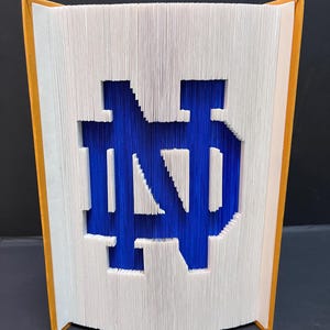Folded Book Art-Notre Dame-Gift for Him-Sports Fan Gift-College Football Fan-Unique Gift-Custom Hand Mde Art