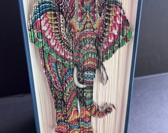 Folded Book Art-fore-edge strip art-Elephant