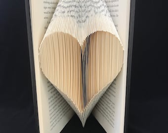 Folded Book Art-Heart-Unique Gift-Custom Hand Made Art-Home Decor-Valentine Gift-Paper Anniversary gift-Wedding Gift-Christmas gift