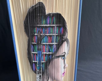 Folded Book Art-fore-edge strip art-book girl-birthday gift for her