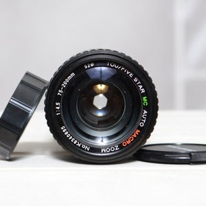 Vintage TOU Five Star MC 75-200mm f/4.5 Auto Macro Zoom Lens for 35mm slr camera