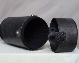 Vintage Hard Black Leather lens case