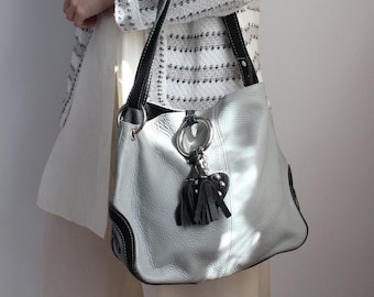 Vintage Genuine Leather Hobo Handbag Women's Classic daily gray Shoulder Bag Oversize Shoulder Bag - Everyday Leather Purse
