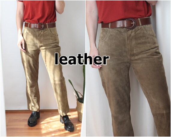 Vintage Brown Khaki Suede Leather Biker 