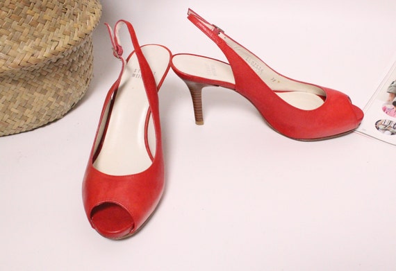 Escarpins ouverts rouge discount