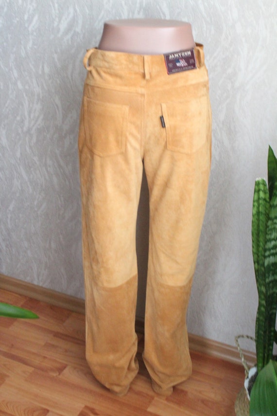 90's Vintage men's brown suede leather high waist… - image 6