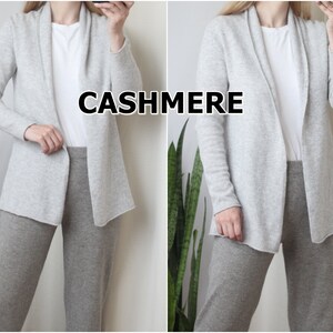 Vintage grau KASCHMIR StrickPullover S M Größe Vintage Damen Strickjacke Langarm Pullover