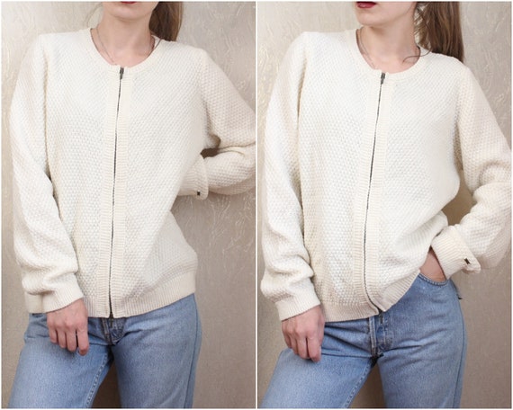 90s vintage womens beige woolen sweater Tommy Hil… - image 1