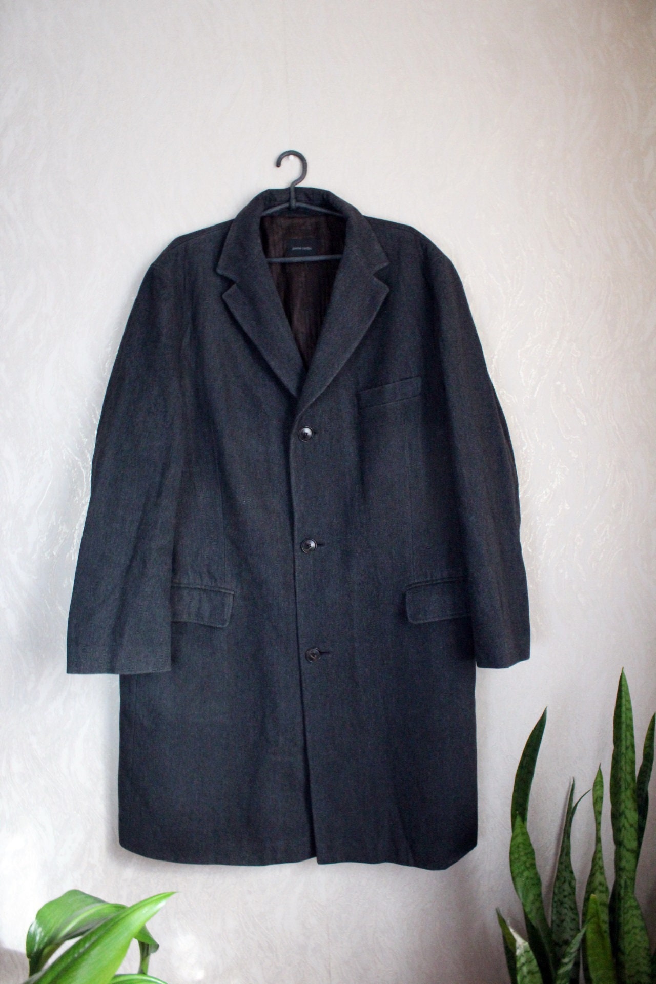 90s vintage mens gray wool coat Pierre Cardin overcoat | Etsy