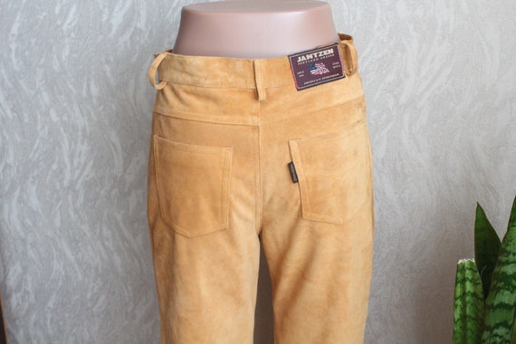 90's Vintage men's brown suede leather high waist… - image 5