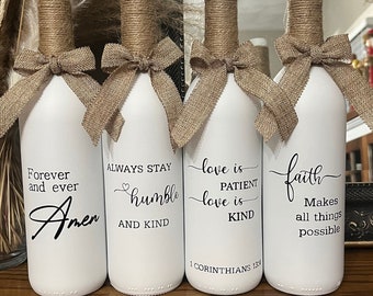 Farmhouse decor | Modern farmhouse | Wine Bottle Decor | Black and White Decor, Country Decor (1 bottle)