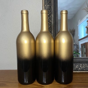 Black and Gold Wedding Wine Bottle Centerpieces | Roaring 20’s | Gatsby | Wine Bottle Centerpieces