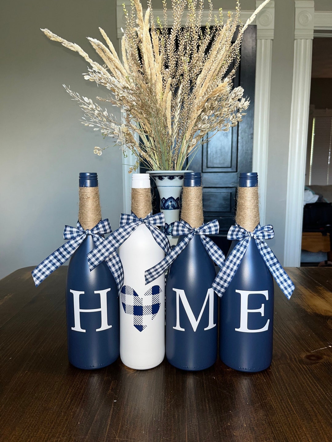 Farmhouse Home Decor Country Decor Navy Decor Wine Bottle Decor Etsy