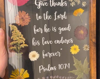 Pressed Flower Frame | Christian Home Decor | Bible Verse Decor | Dried Flower Decor | Floating Frame Decor