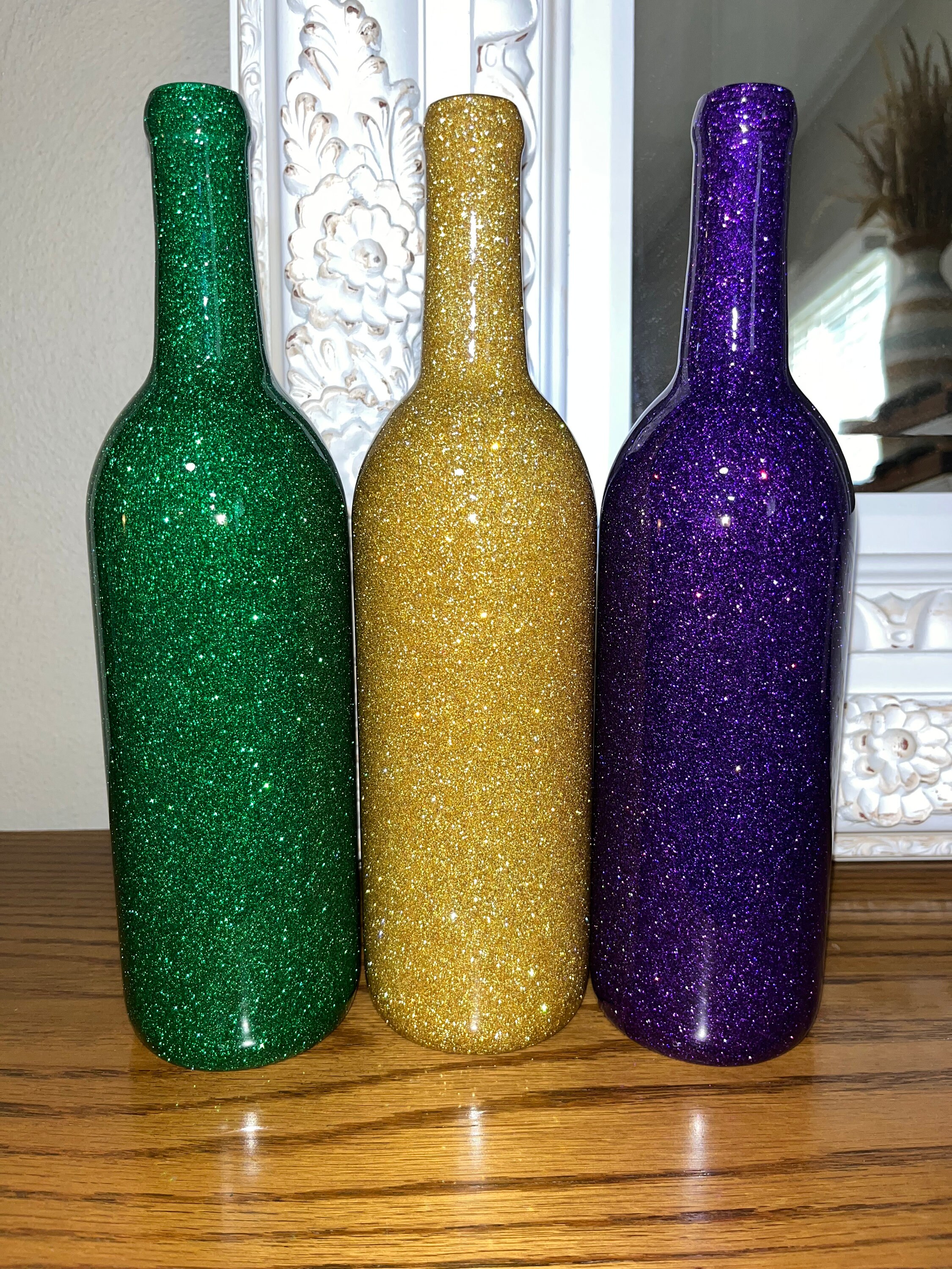 Mardi Gras Wine Bottle Centerpieces