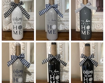 Modern farmhouse wine bottle decor