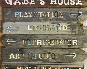 Child's Personalized Hobby Sign on repurposed wood