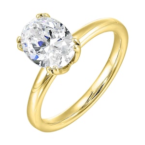 14K Yellow Gold Semi-Mount Oval Solitaire Engagement Ring