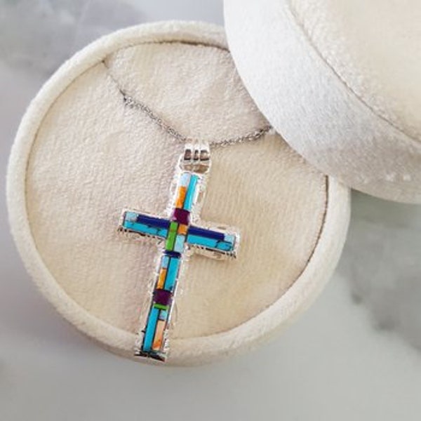 Multi-Gem Cross Pendant