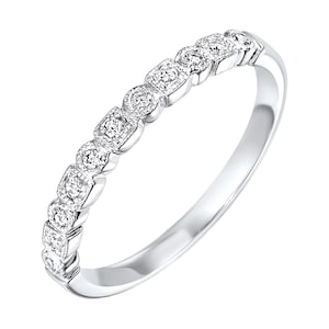 White Gold Classic Rhythm Diamond Stackable Band Ring