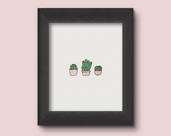 8x10 Blush potted watercolor succulents, cactus, potted plants - digital download