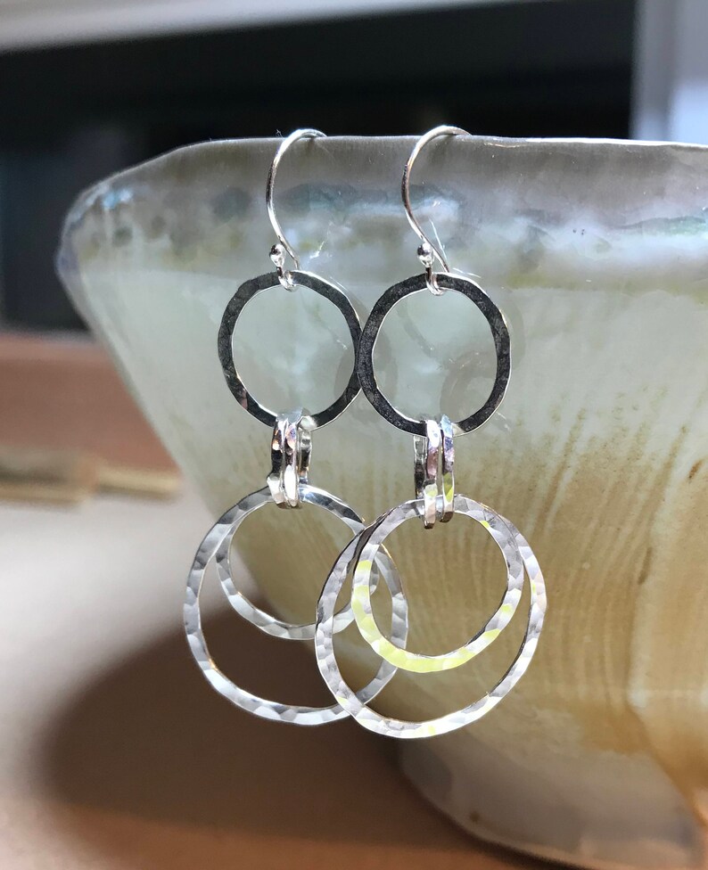Silver Interlocking Hoop Earrings Multi Hoop Earrings Etsy
