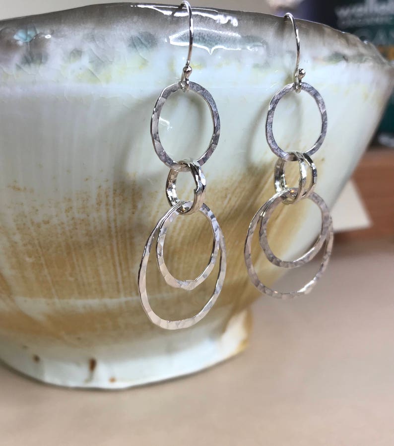 Silver Interlocking Hoop Earrings Multi Hoop Earrings Etsy