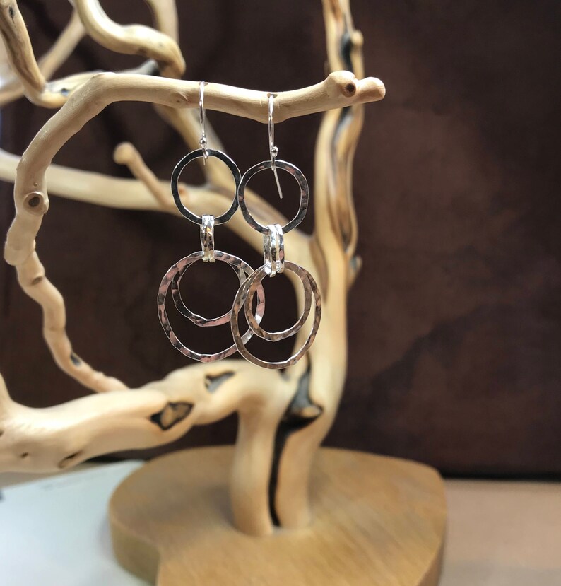 Silver Interlocking Hoop Earrings Multi Hoop Earrings Etsy