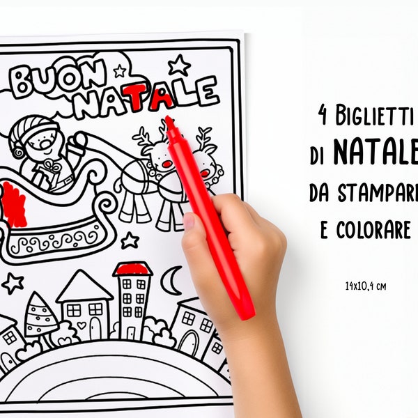 Cartoline di Natale da colorare in ITALIANO