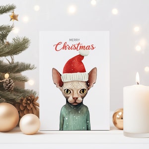 sphynx cat christmas card printable
