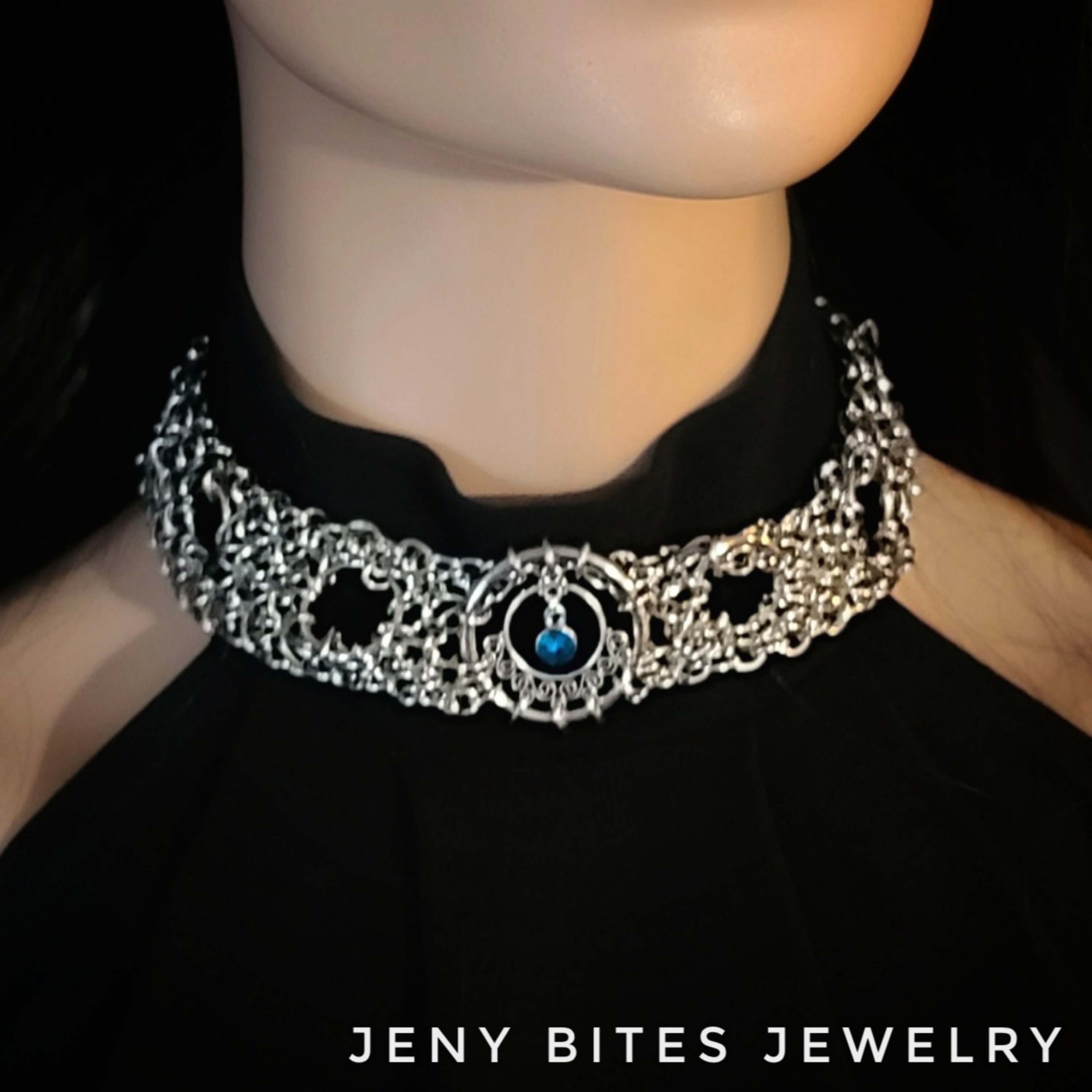 Blue stone choker necklace best sale