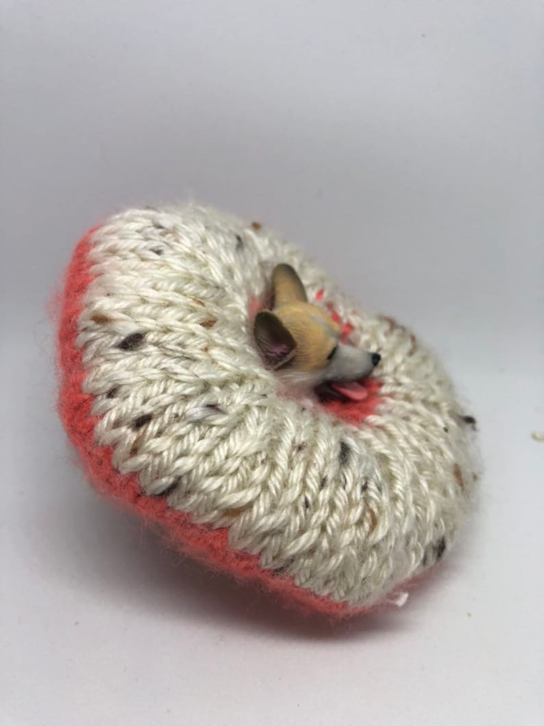 Handmade knit squeaky dog toys