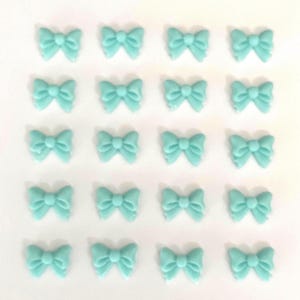Fondant Bows, Fondant Cake Decorations, 20 pcs Cupcake Toppers, Blue Bows Cake Toppers Party Decor, Birthday Cake Decor