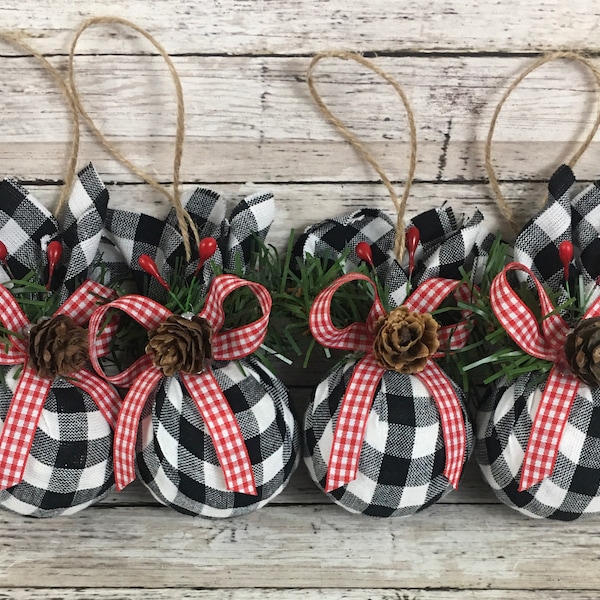 Black and White Buffalo Plaid Christmas Decor Etsy