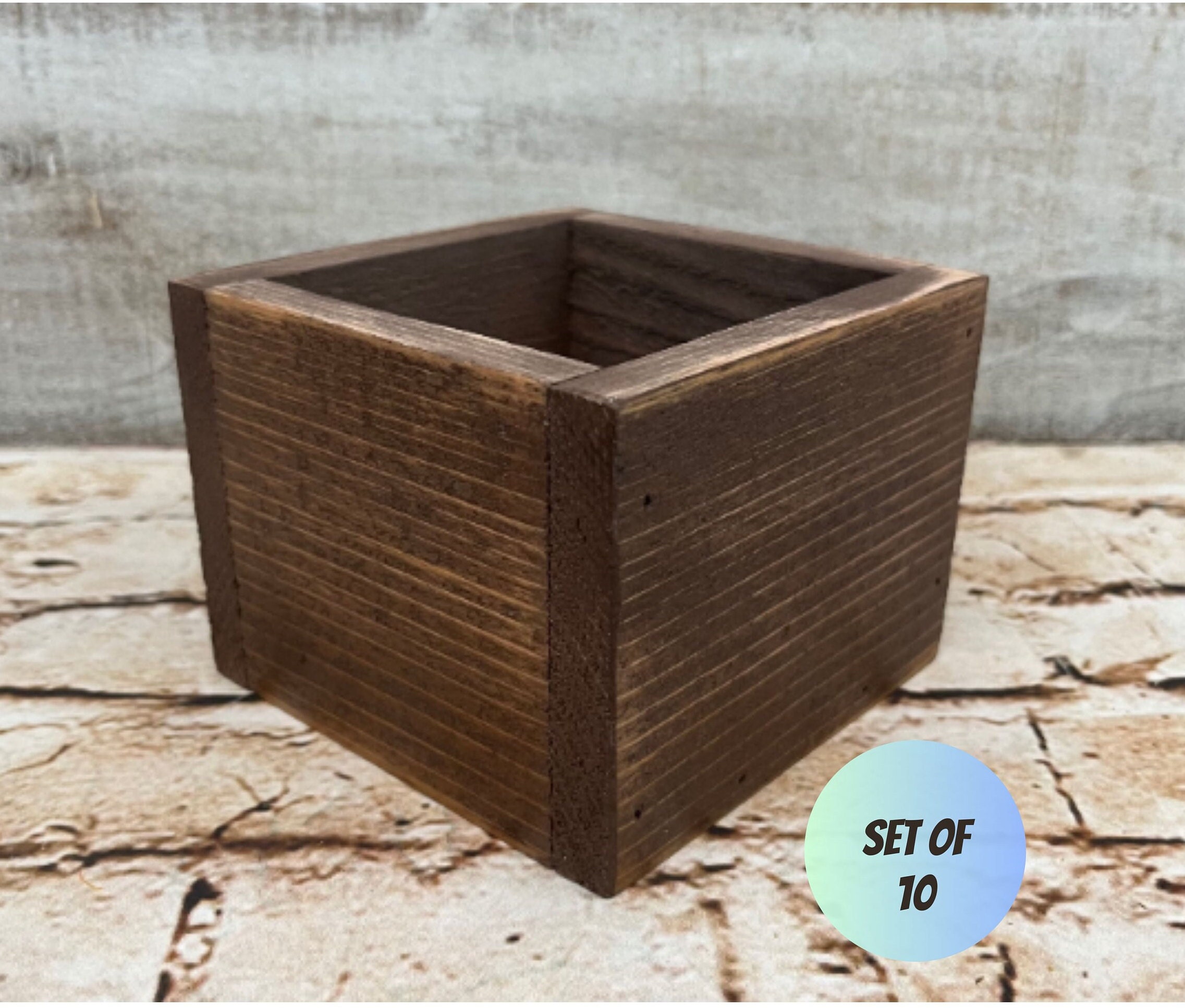 Farmhouse Wooden Boxes, Set of 10 Rustic Wedding Decor, Centerpiece Boxes,  Square Wooden Brown Boxes, Table Top Decor, Farmhouse Party Decor 