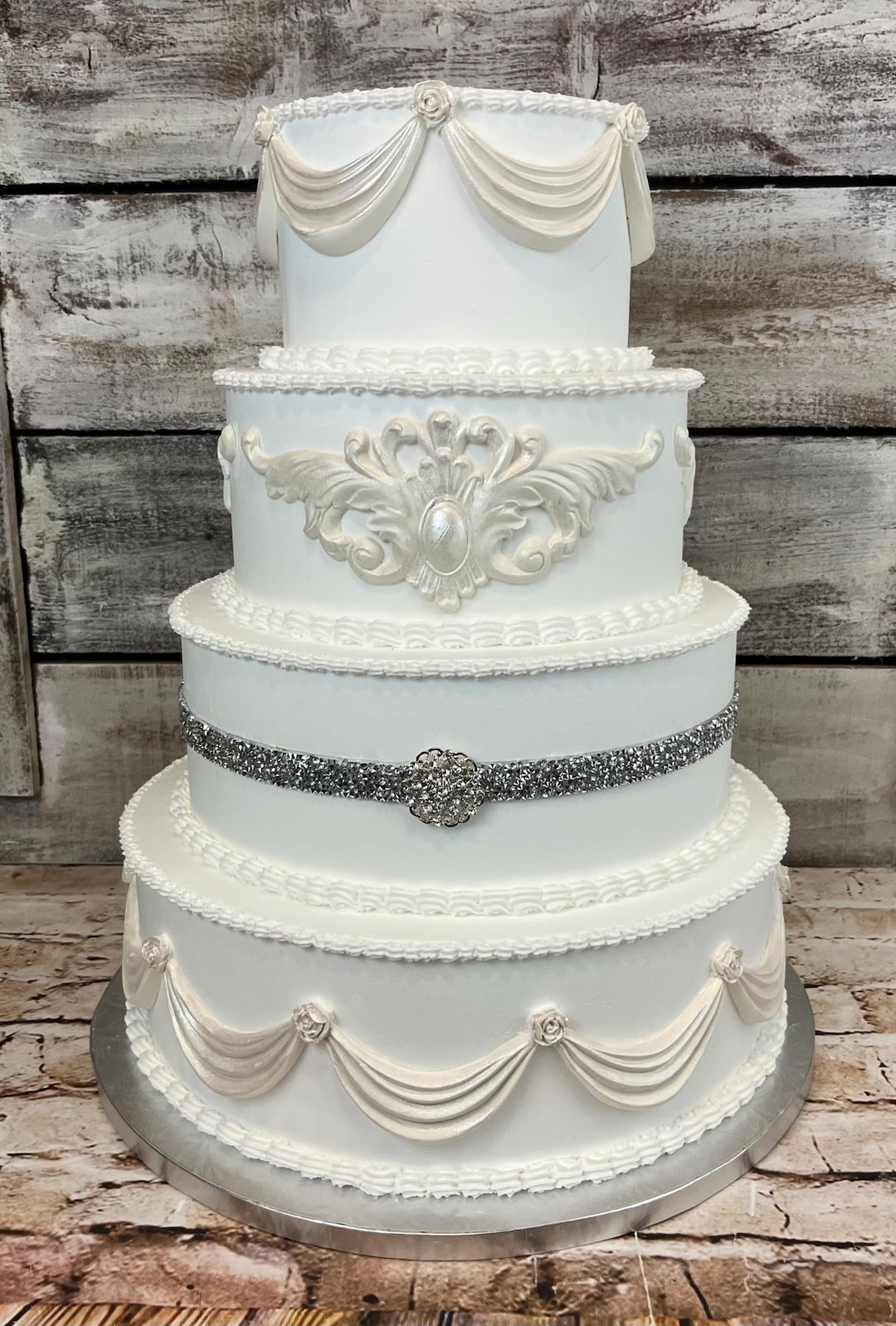 Fake Wedding Cake, 4 Tier Vintage Style Wedding Cake, Faux Wedding or ...