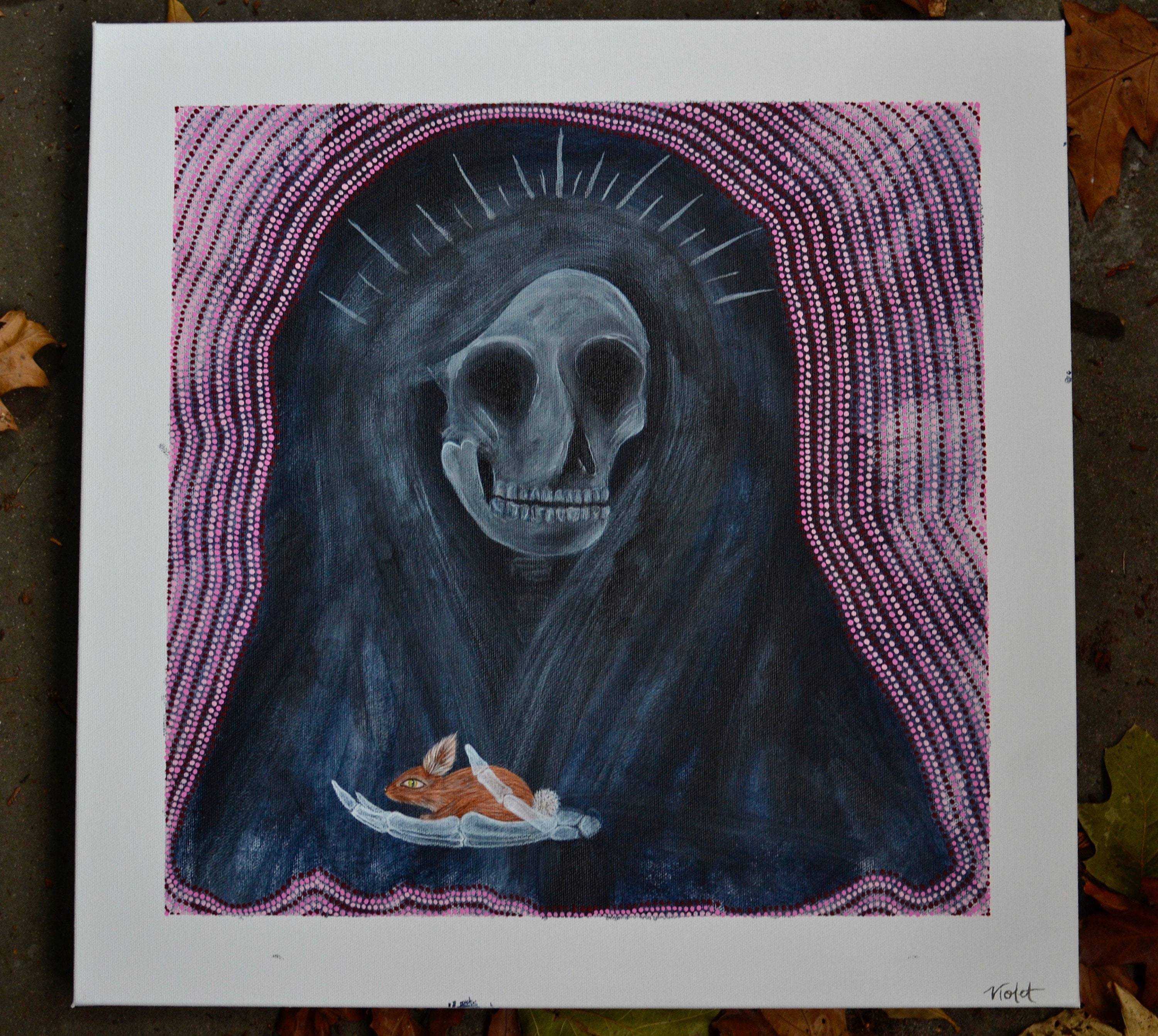 Original acrylic painting grim reaper art skull artwork dot Etsy