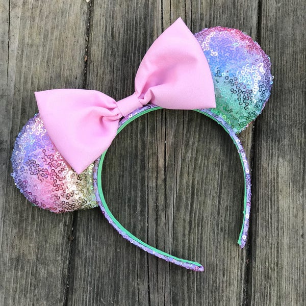 Rainbow Minnie Ears - Disney Ears - Sequin Ears - Minnie Ears - Mickey Ears