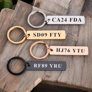 Stainless Steel Keychain, Car Number Plate, Custom Engraved Key Ring, Personalized Gifts for Him, Boyfriend - Perfect Birthday Gift