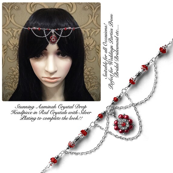 Silver Red Crystal Kundan Indian Jewelry Matha Patti Tikka Etsy