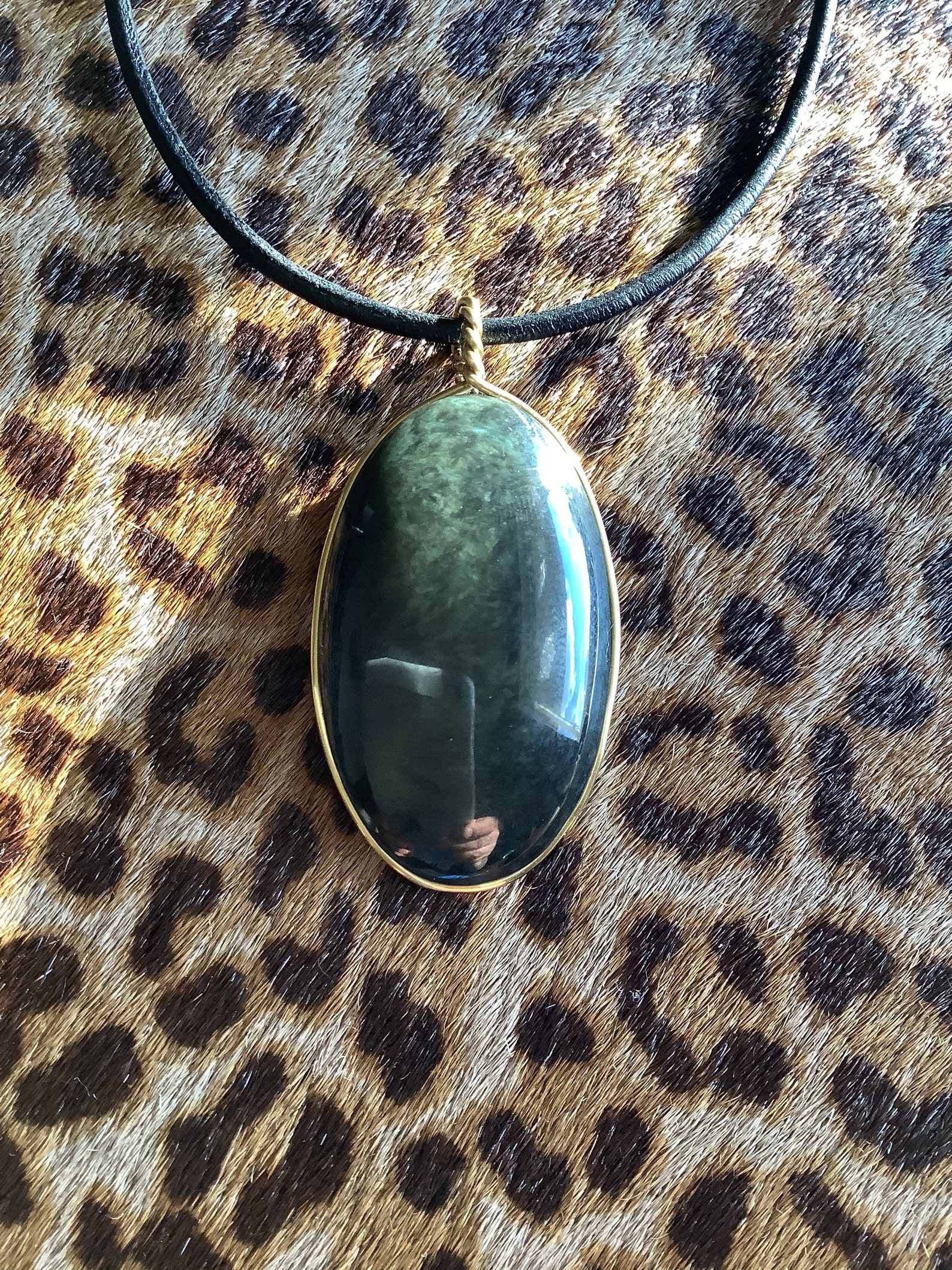 Peacock Obsidian Pendant Necklace Etsy