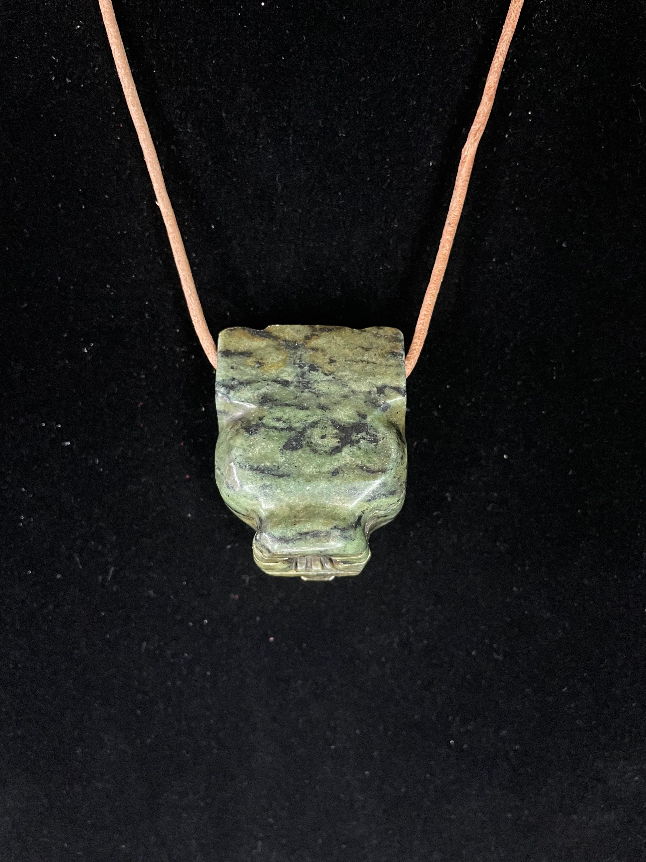 Serpentine Jade Jaguar Head Pendant Necklace Etsy