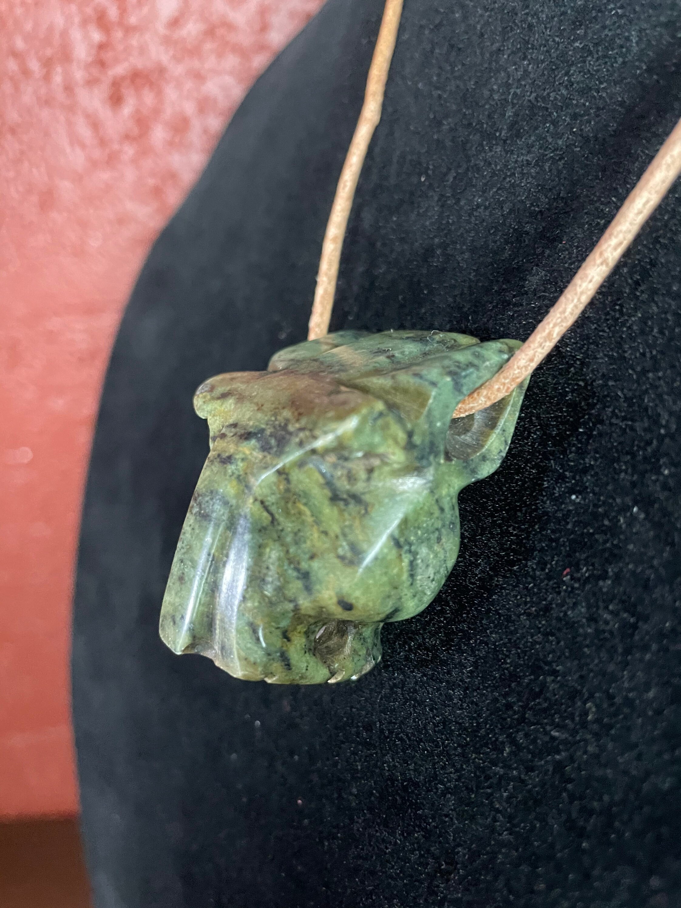 Serpentine Jade Jaguar Head Pendant Necklace Etsy